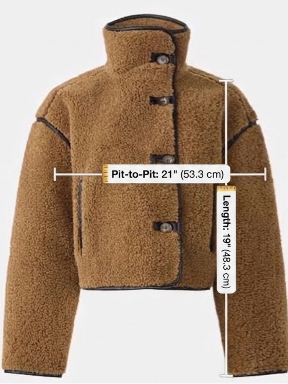 Blank NYC Cropped Teddy Jacket in Brown with Black Trim